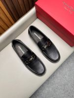 Ferragamo Black calfskin Leather Shoes-Ferragamo Man Business Leather Shoes